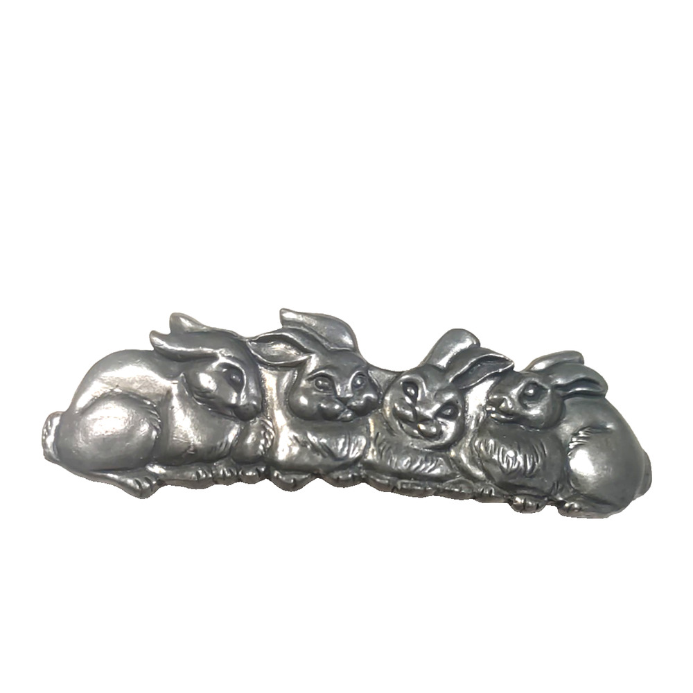 Vintage Seagull Rabbits Pewter 1990 Hair Barrette Tension Clip Made In Canada